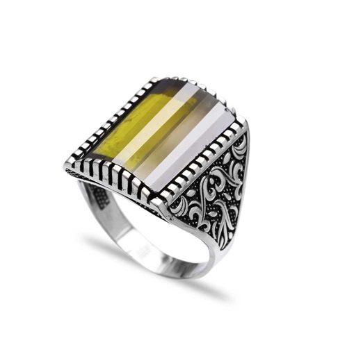 Peridot Authentic Men Ring Wholesale Handmade 925 Sterling Silver